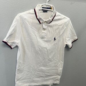 The North Face White Polo with Navy and Red Trim